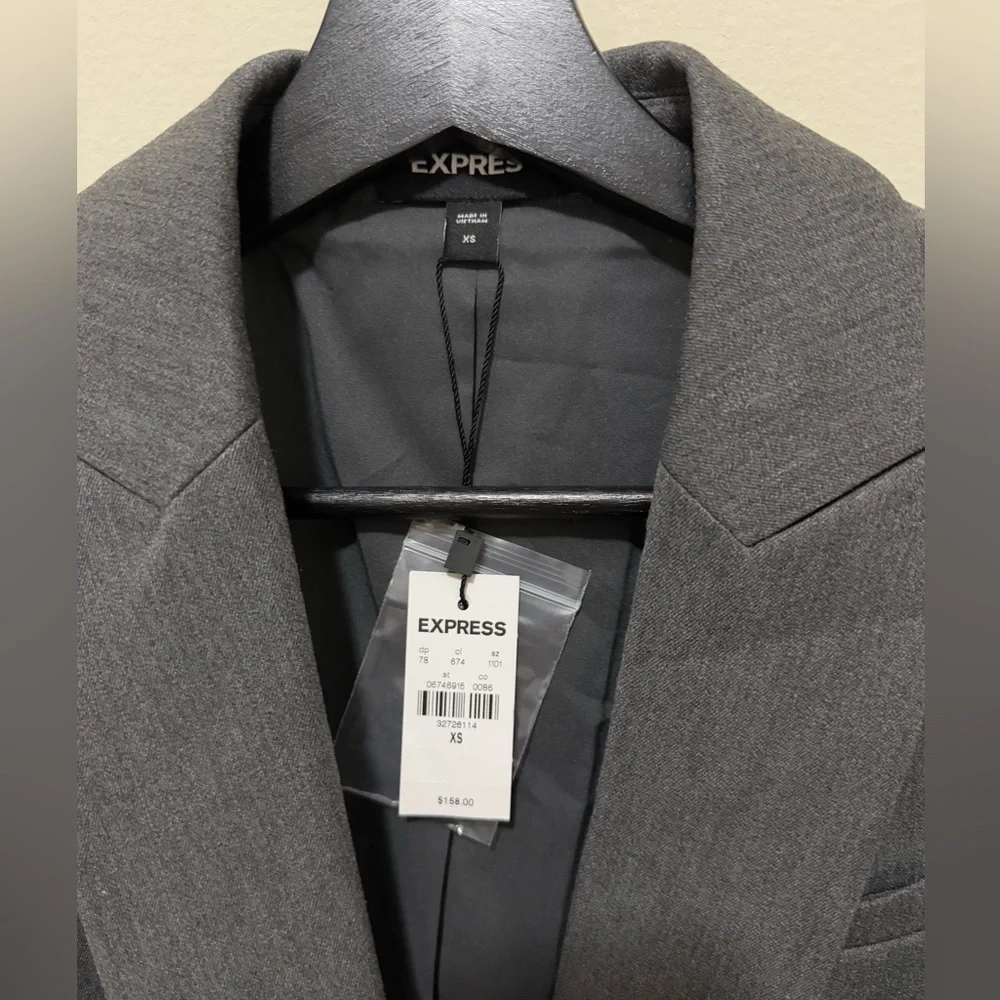 Express Editor Long One button Blazer Grey